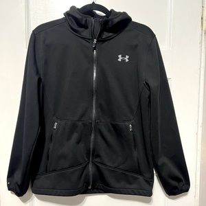 EUC. Under Armour Boys UA Softshell fleece-lined Jacket, Size YLG, Black